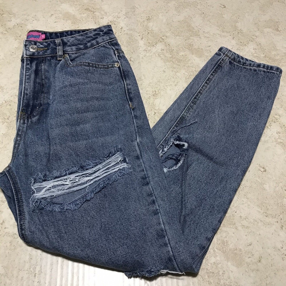 Edikted Distressed Blue Jeans Womens Size M Medium Boyfriend Denim